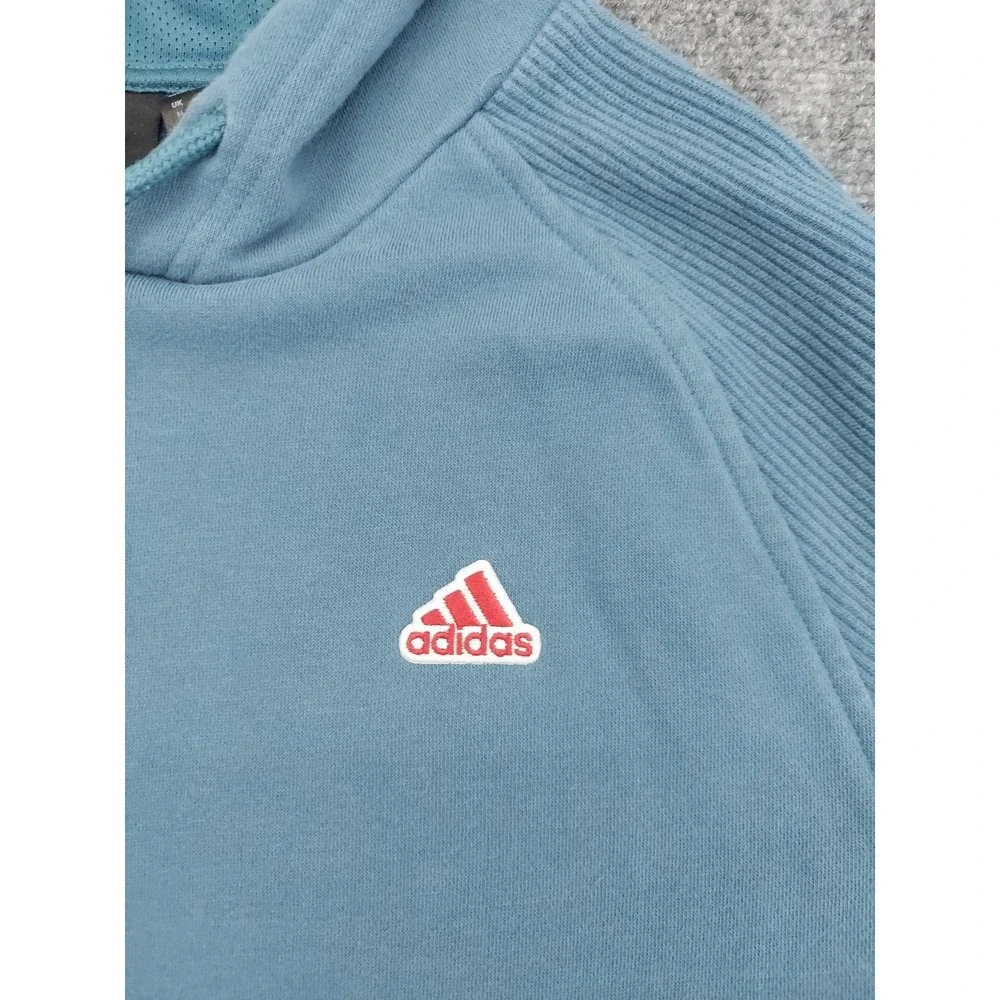 Adidas BTS Rib Hoodie Men Medium Blue Orbit Indigo Logo Kangaroo Pocket Pullover
